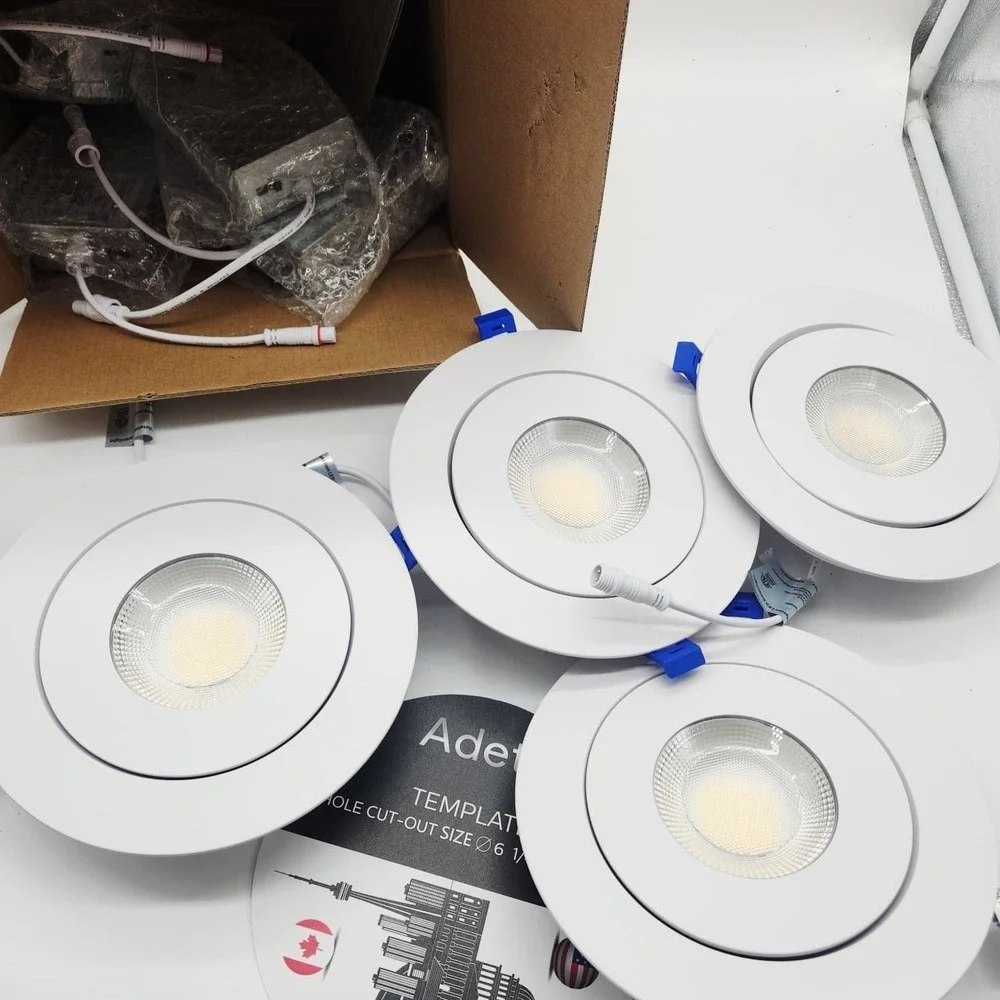 Adetu 6 Inch‎ LED Recessed Gimbal Lights 4 Pack 5CCT Adjustable Dimmable 1700LM